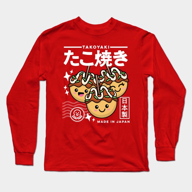 Kawaii Takoyaki Cute Japanese Food Vintage 90s Long Sleeve T-Shirt by DetourShirts